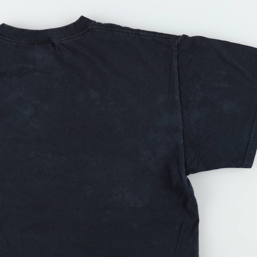 Fruit of the Loom Heavy Cotton Mac Miller Wrap T-Shirt (Men's Size L) cotton navy blue type Vintage Second Hand