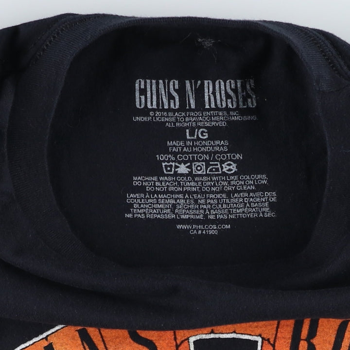 GUNS N' ROSES Skull Pattern Band T-shirt, Band Tee, Men's L size cotton black type Vintage Second Hand