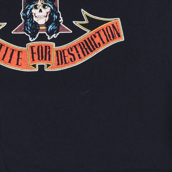 GUNS N' ROSES Skull Pattern Band T-shirt, Band Tee, Men's L size cotton black type Vintage Second Hand