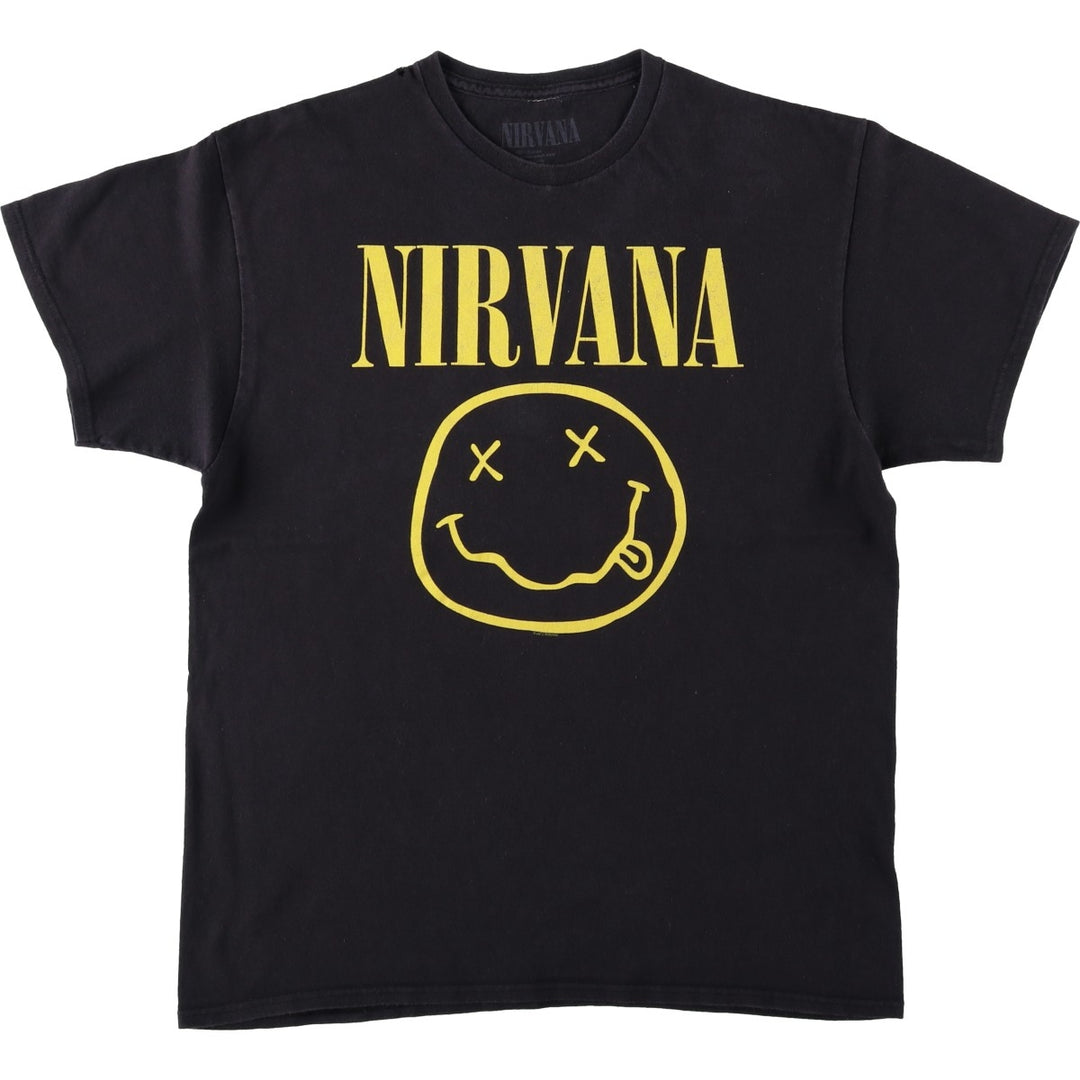 NIRVANA Nirvana Band T-shirt, Band T, Men's L size cotton black type Vintage Second Hand