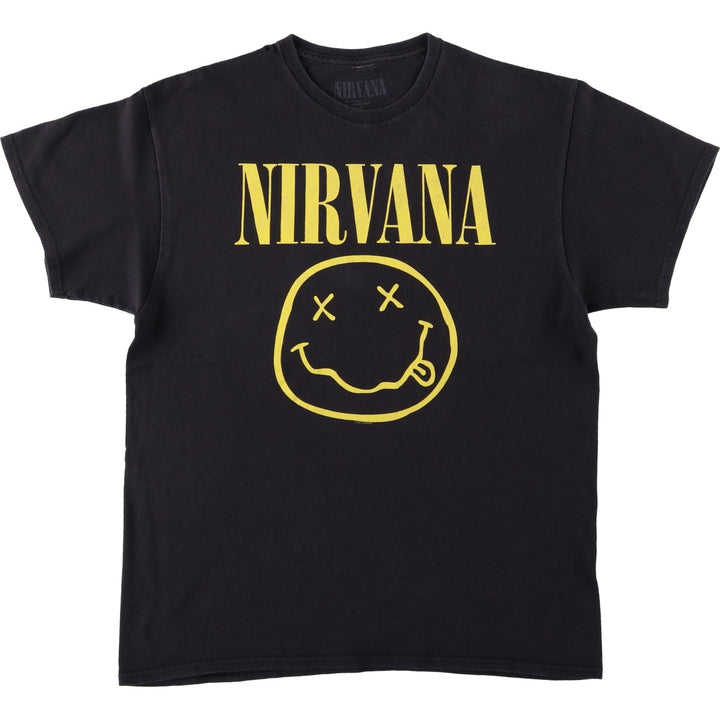 NIRVANA Nirvana Band T-shirt, Band T, Men's L size cotton black type Vintage Second Hand
