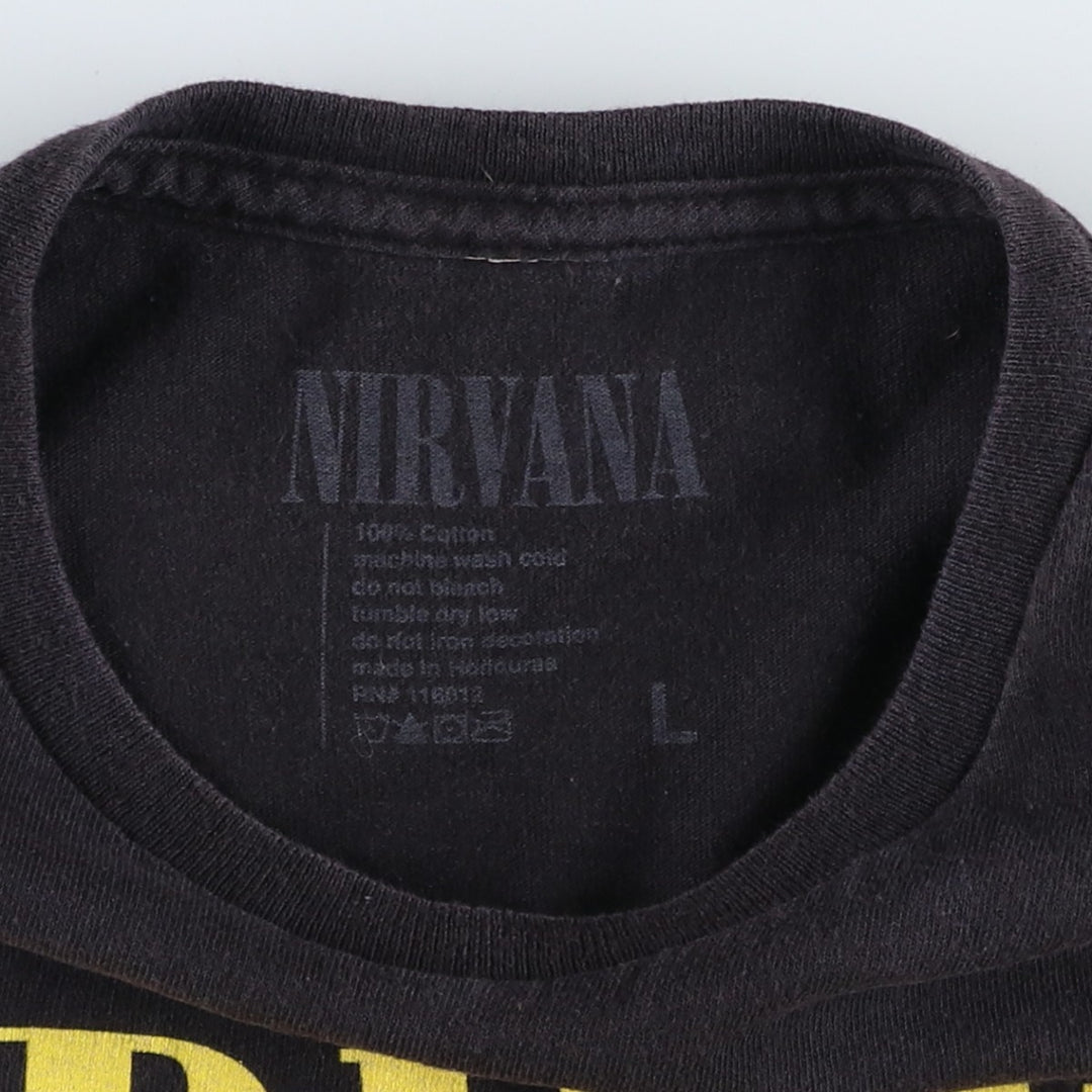NIRVANA Nirvana Band T-shirt, Band T, Men's L size cotton black type Vintage Second Hand