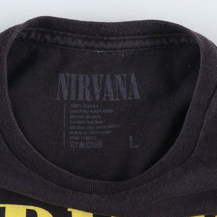 NIRVANA Nirvana Band T-shirt, Band T, Men's L size cotton black type Vintage Second Hand