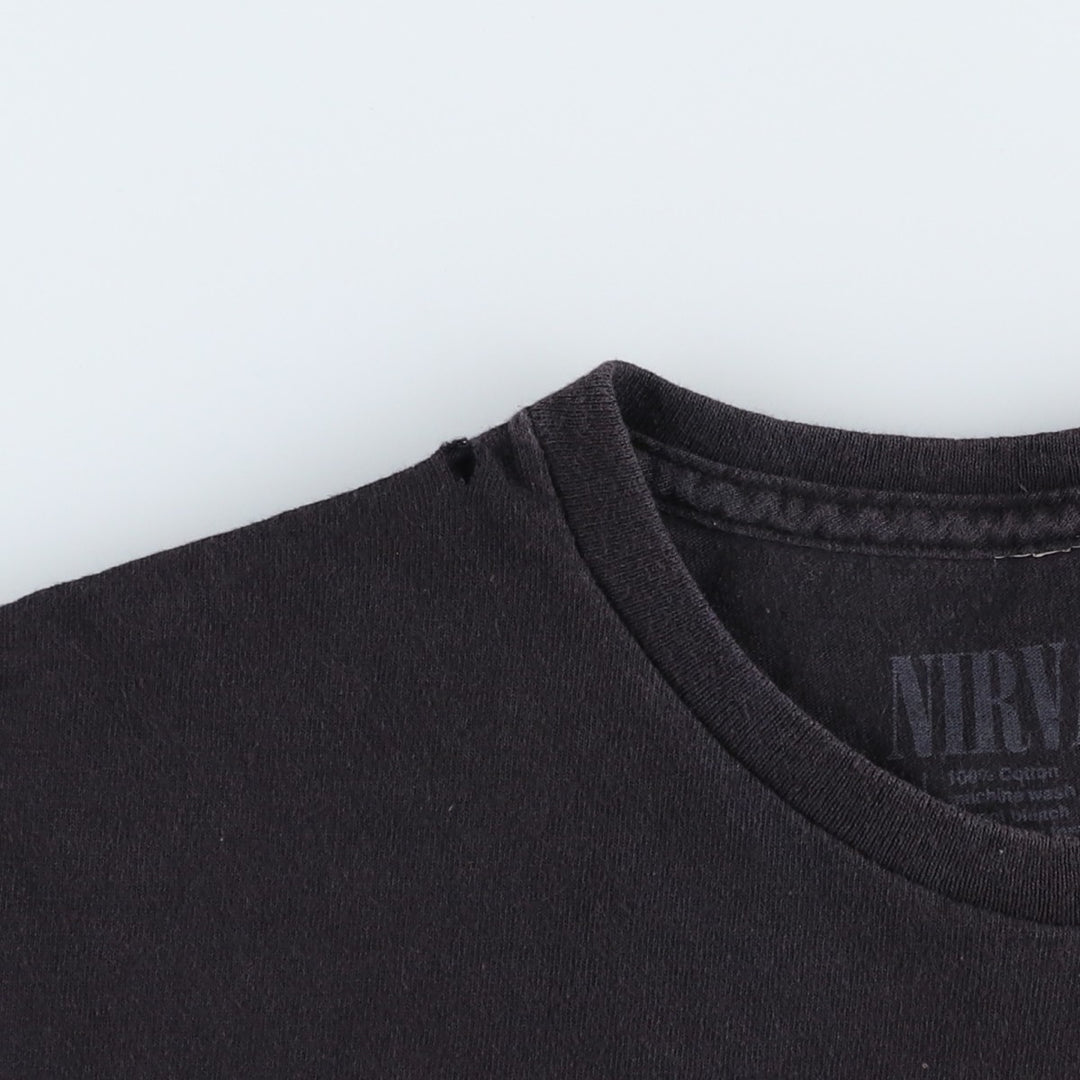NIRVANA Nirvana Band T-shirt, Band T, Men's L size cotton black type Vintage Second Hand