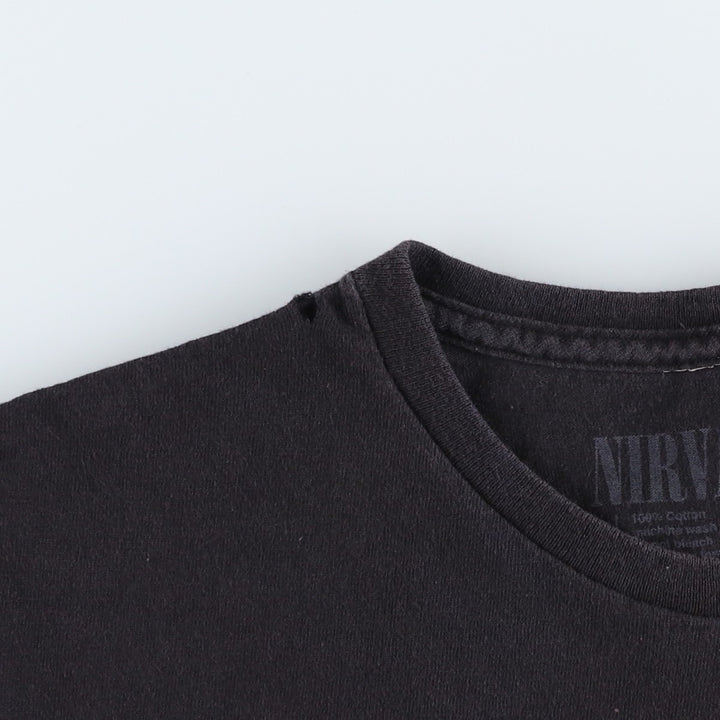 NIRVANA Nirvana Band T-shirt, Band T, Men's L size cotton black type Vintage Second Hand