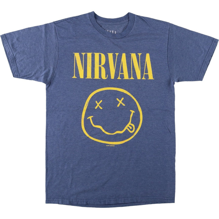 NIRVANA Nirvana Band T-shirt, Band T, Men's M size cotton blue type Vintage Second Hand