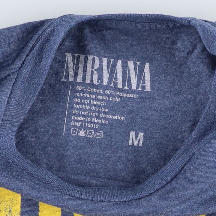 NIRVANA Nirvana Band T-shirt, Band T, Men's M size cotton blue type Vintage Second Hand
