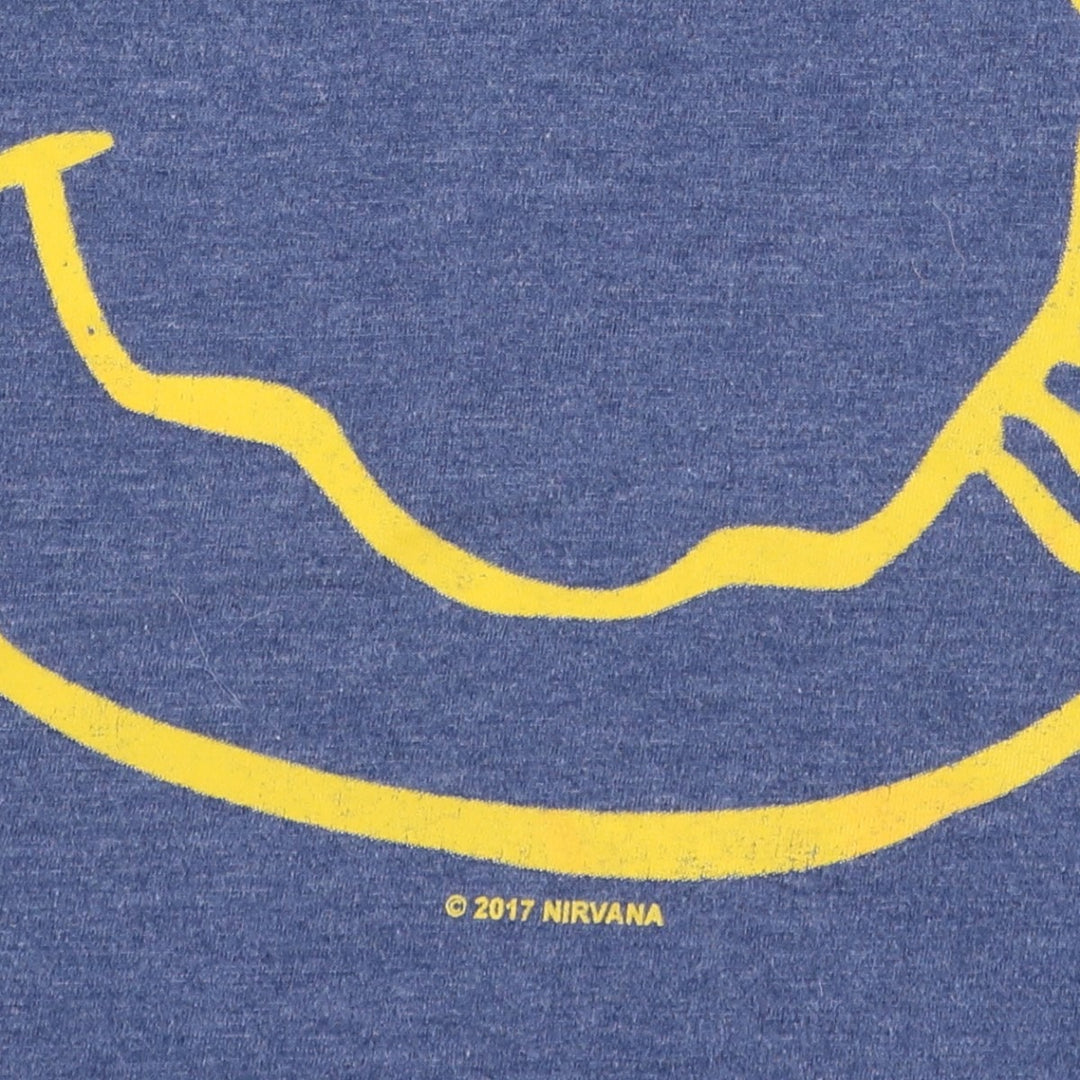 NIRVANA Nirvana Band T-shirt, Band T, Men's M size cotton blue type Vintage Second Hand