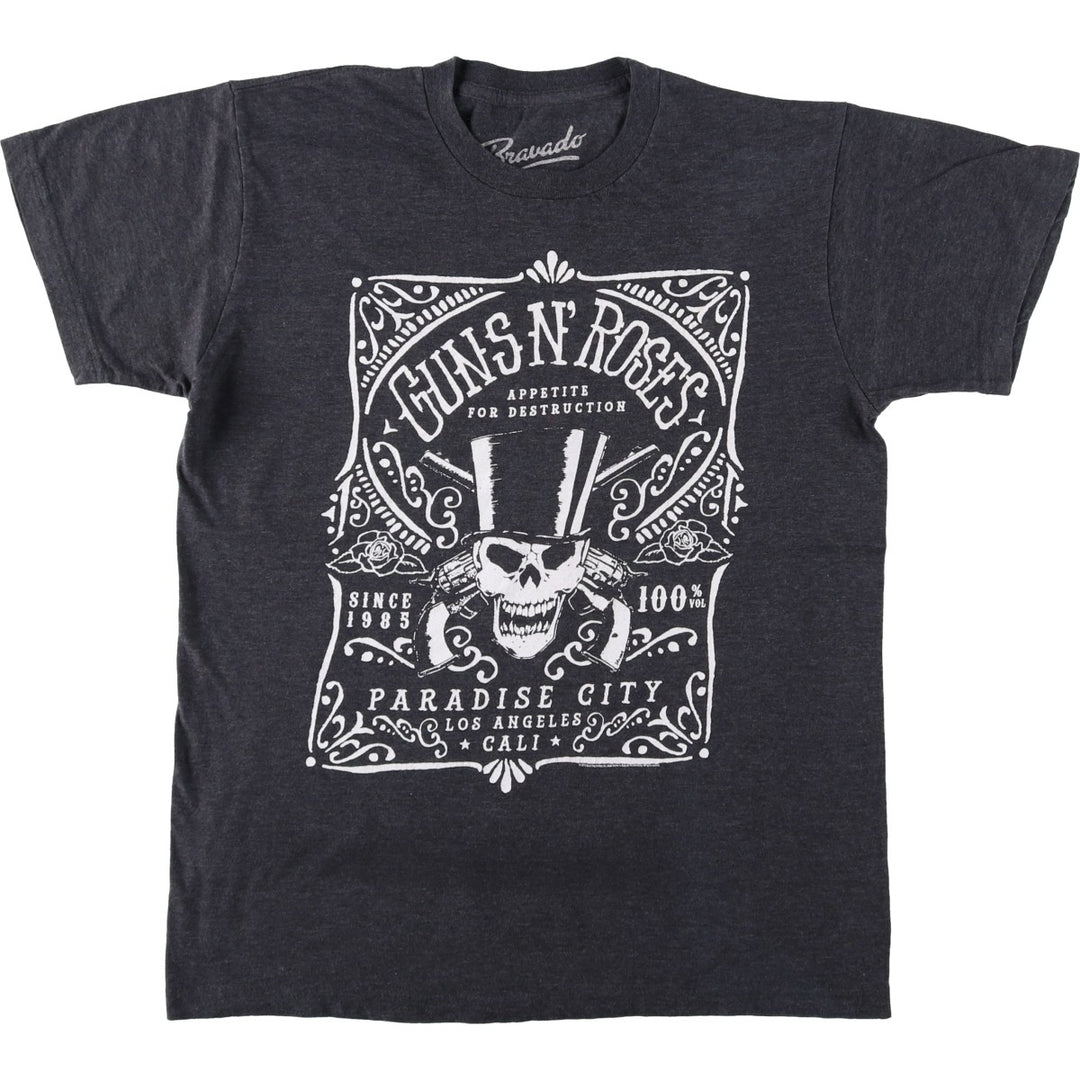 Bravado GUNS N' ROSES Skull Pattern Band T-Shirt (Men's Size M) cotton black type Vintage Second Hand