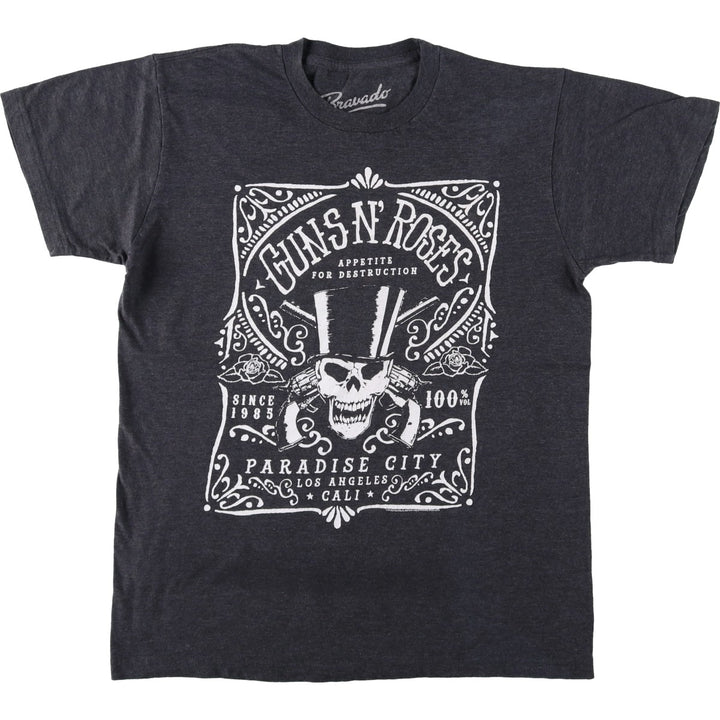 Bravado GUNS N' ROSES Skull Pattern Band T-Shirt (Men's Size M) cotton black type Vintage Second Hand