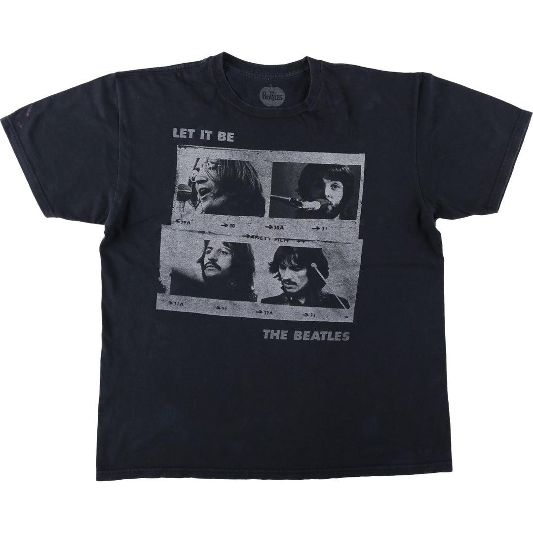 THE BEATLES Band T-shirt, Men's L size cotton black type Vintage Second Hand
