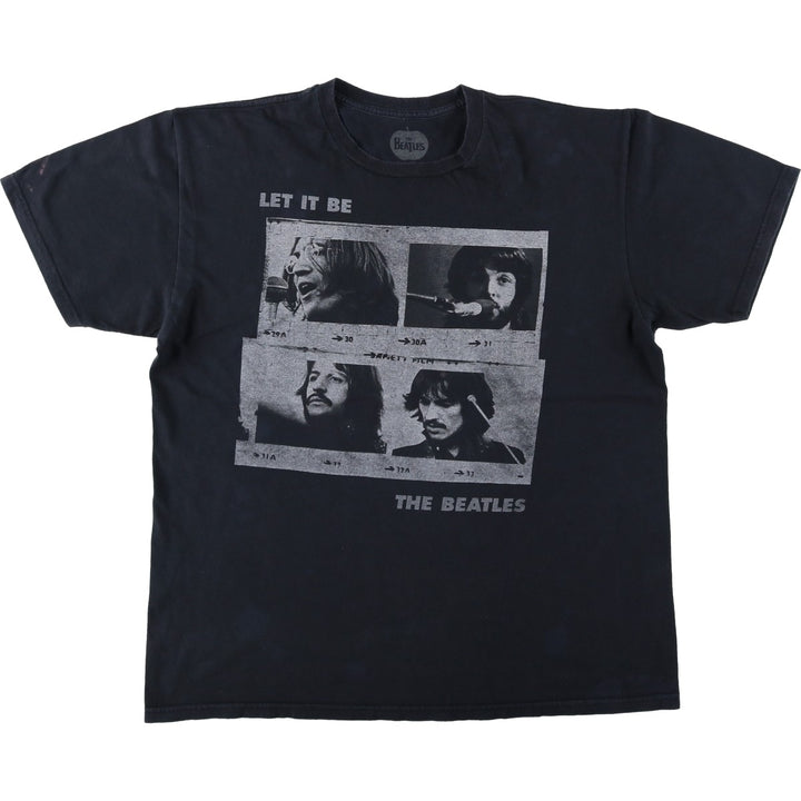 THE BEATLES Band T-shirt, Men's L size cotton black type Vintage Second Hand