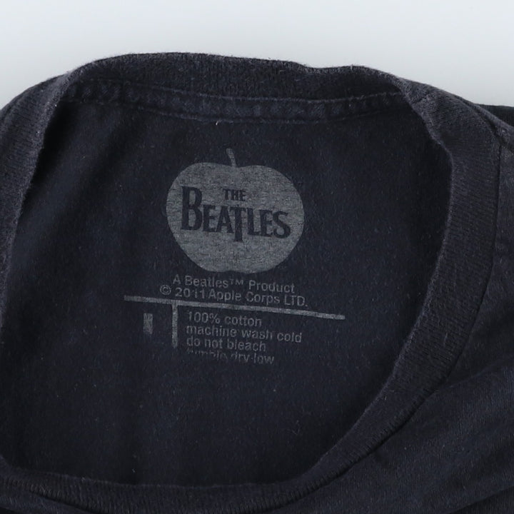 THE BEATLES Band T-shirt, Men's L size cotton black type Vintage Second Hand