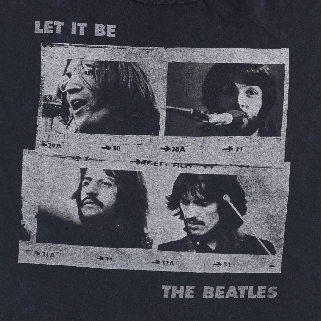 THE BEATLES Band T-shirt, Men's L size cotton black type Vintage Second Hand