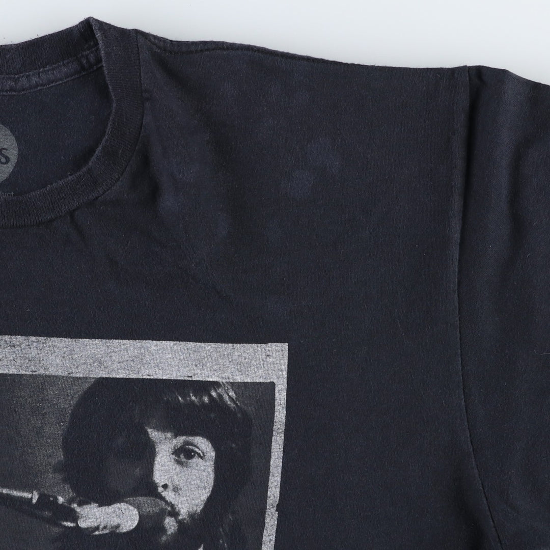 THE BEATLES Band T-shirt, Men's L size cotton black type Vintage Second Hand