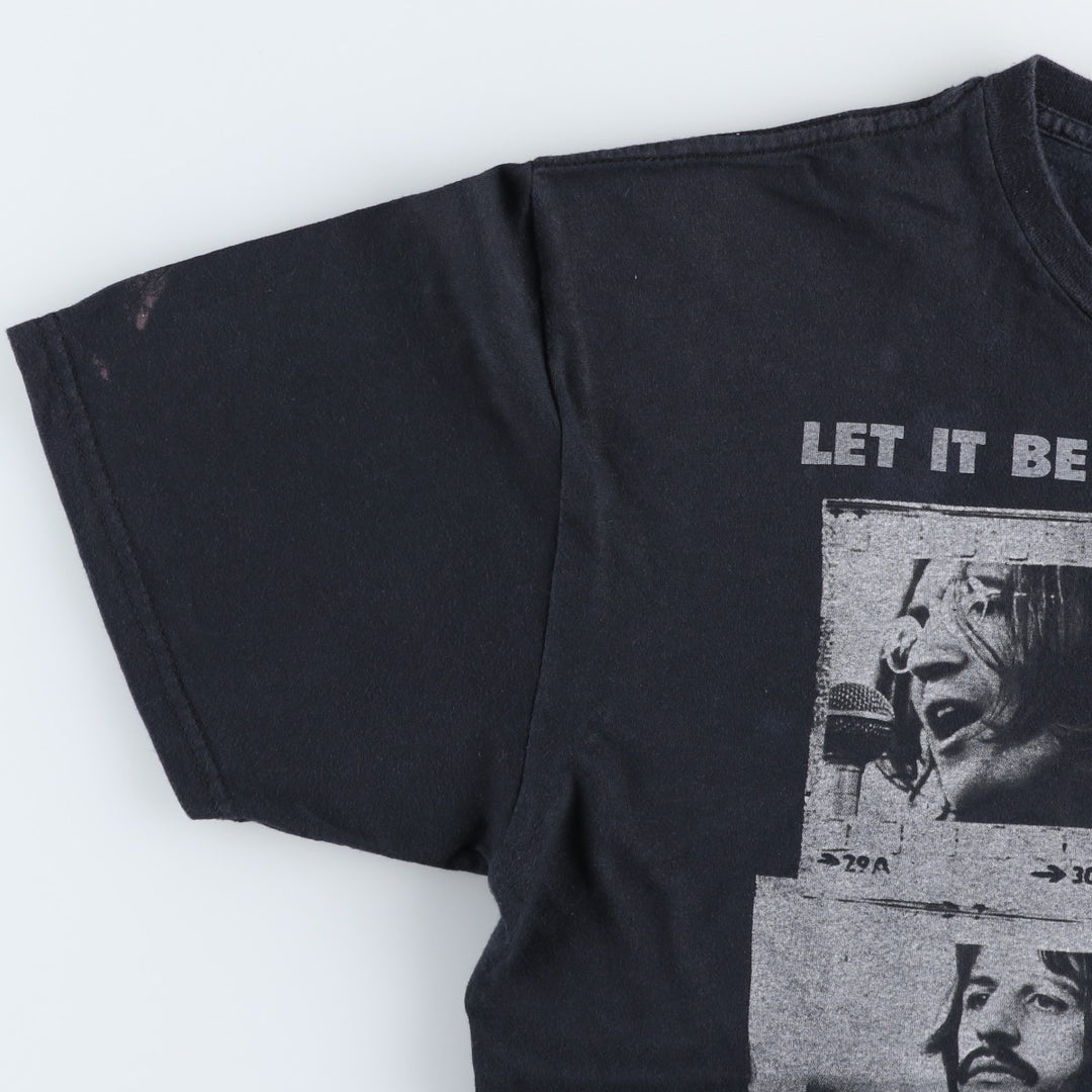 THE BEATLES Band T-shirt, Men's L size cotton black type Vintage Second Hand
