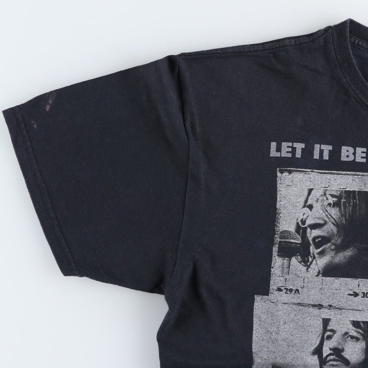 THE BEATLES Band T-shirt, Men's L size cotton black type Vintage Second Hand