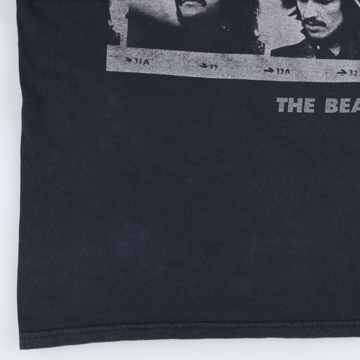 THE BEATLES Band T-shirt, Men's L size cotton black type Vintage Second Hand