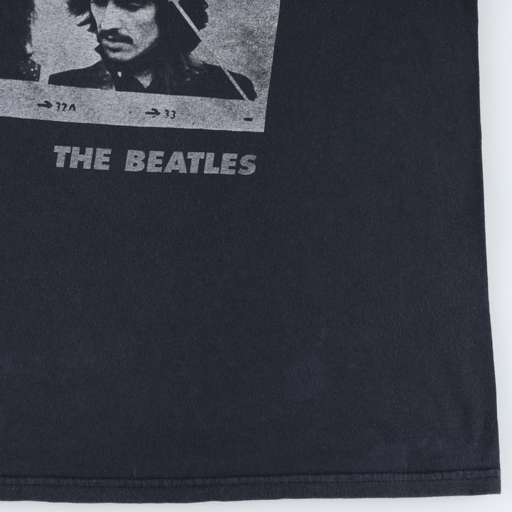 THE BEATLES Band T-shirt, Men's L size cotton black type Vintage Second Hand