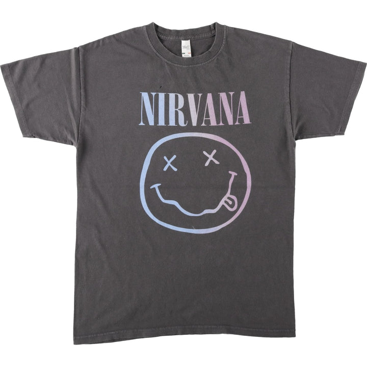 M and O Gold NIRVANA Nirvana Band T-Shirt (Men's Size M) cotton Charcoal Vintage Second Hand