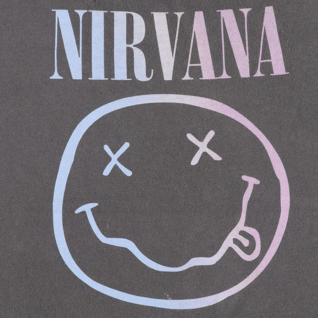 M and O Gold NIRVANA Nirvana Band T-Shirt (Men's Size M) cotton Charcoal Vintage Second Hand