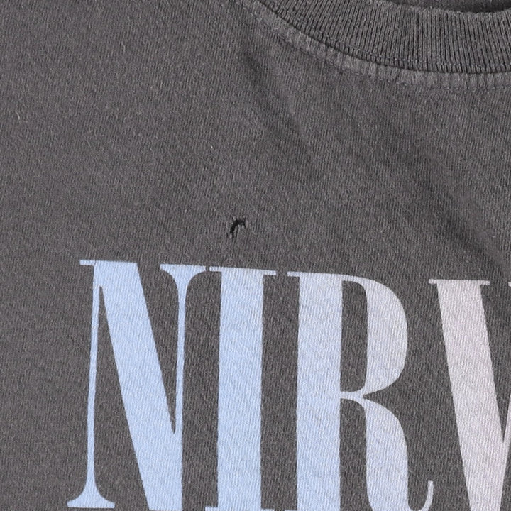 M and O Gold NIRVANA Nirvana Band T-Shirt (Men's Size M) cotton Charcoal Vintage Second Hand