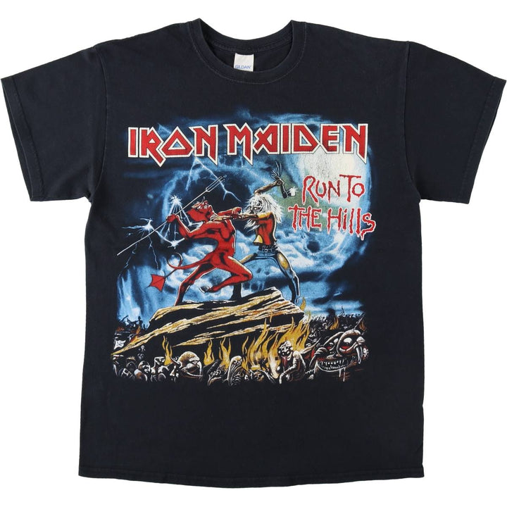 GILDAN Heavy Cotton IRON MAIDEN Band T-Shirt (Men's Size M) cotton black type Vintage Second Hand