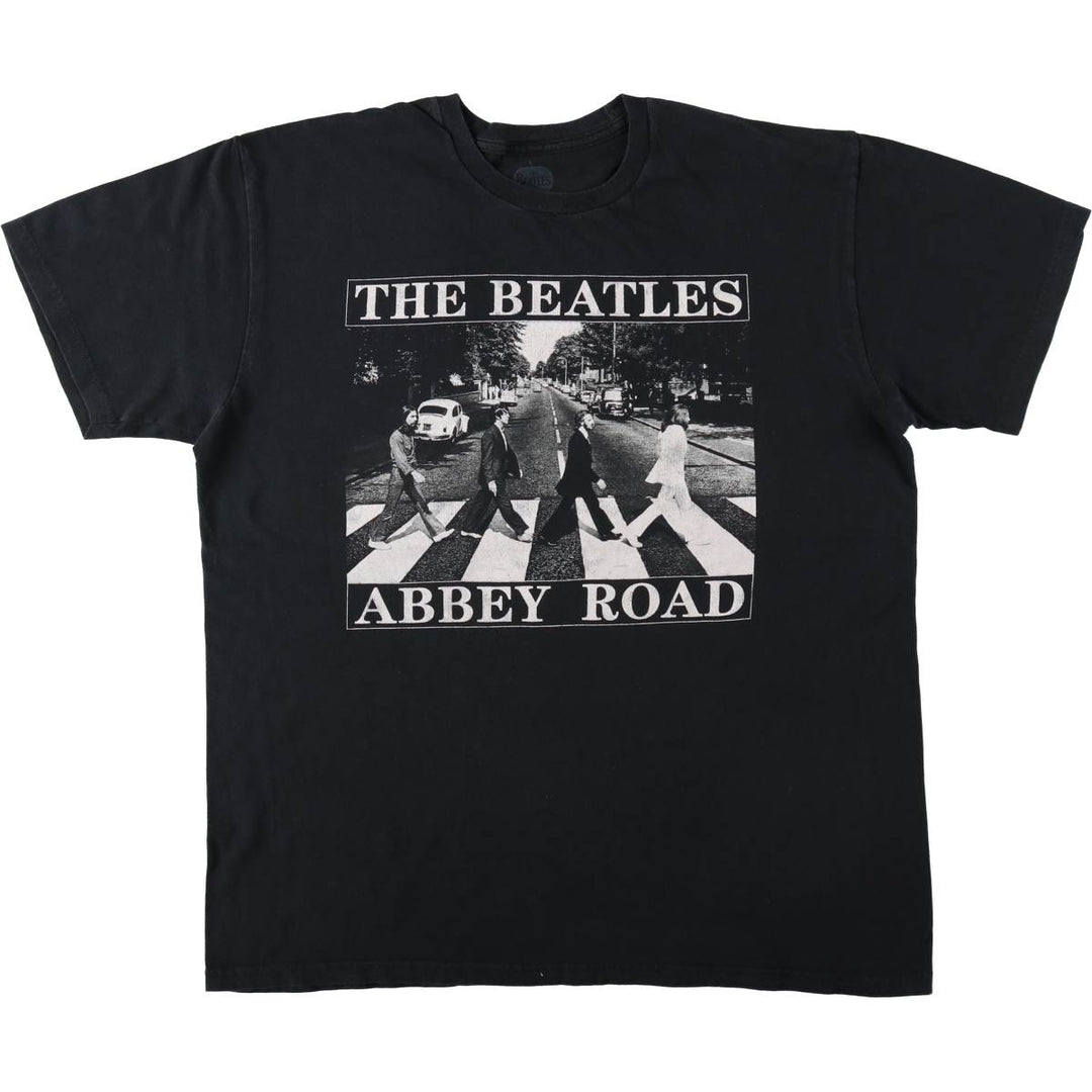 THE BEATLES Band T-shirt, Men's L size cotton black type Vintage Second Hand