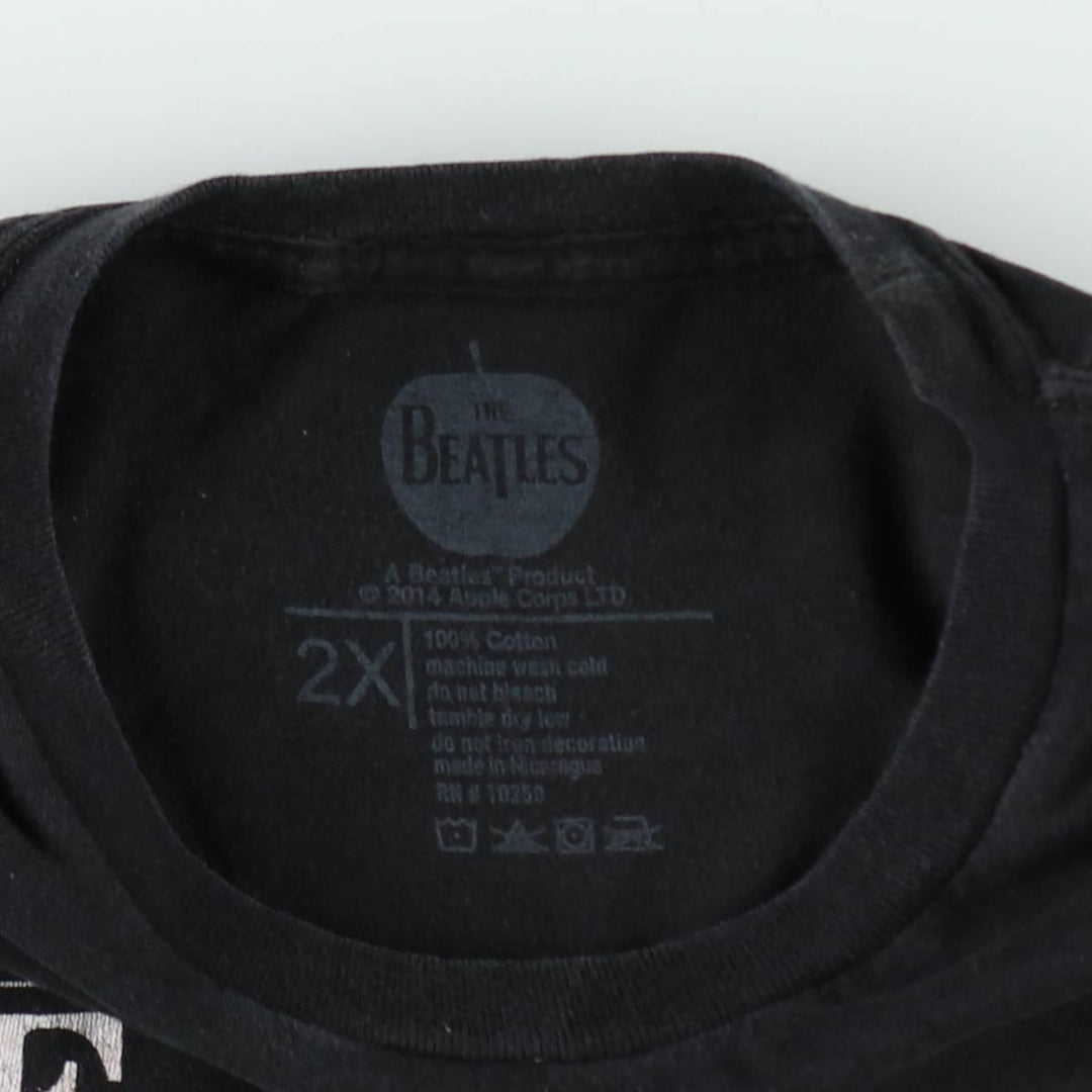 THE BEATLES Band T-shirt, Men's L size cotton black type Vintage Second Hand