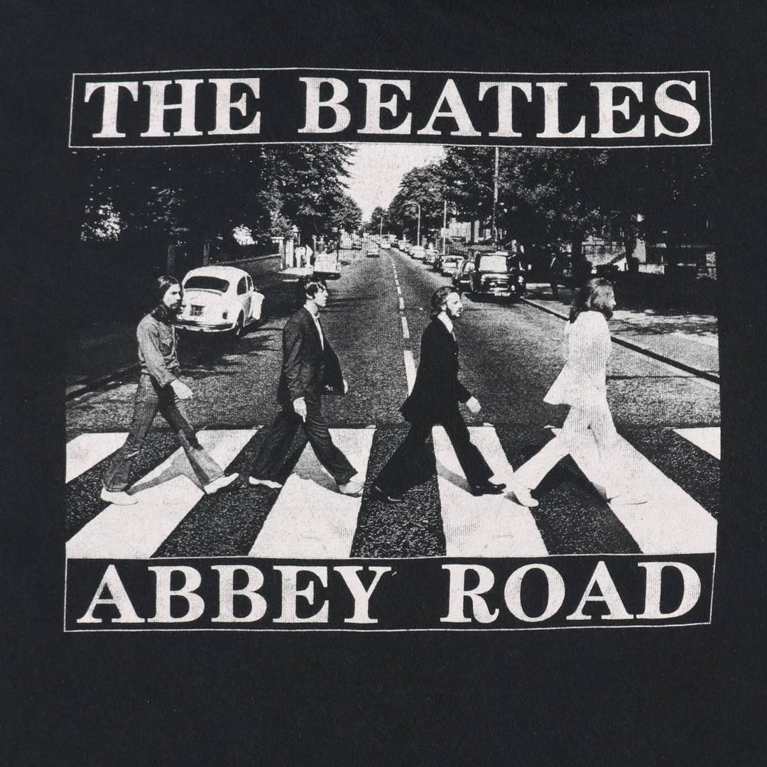 THE BEATLES Band T-shirt, Men's L size cotton black type Vintage Second Hand