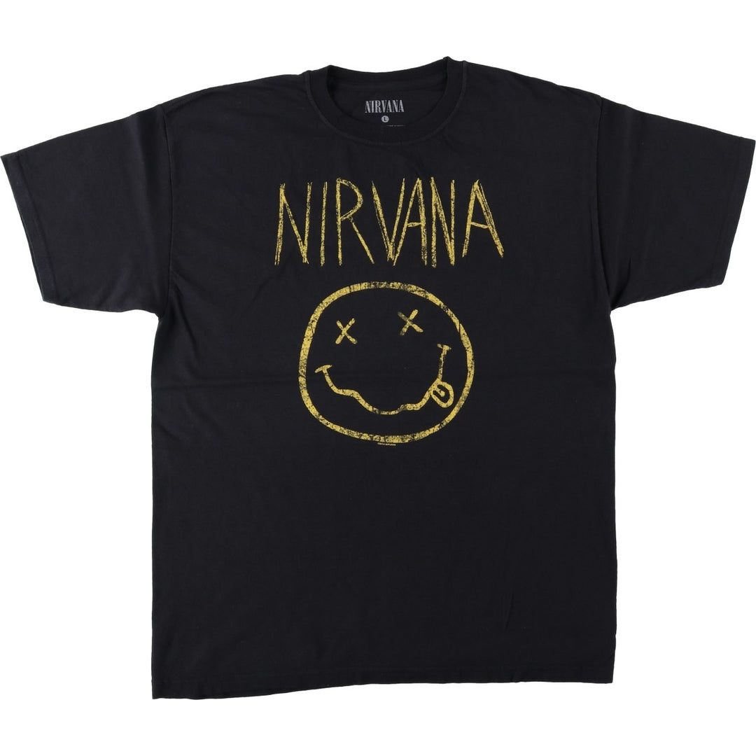 NIRVANA Nirvana Band T-shirt, Band T, Men's L size cotton black type Vintage Second Hand