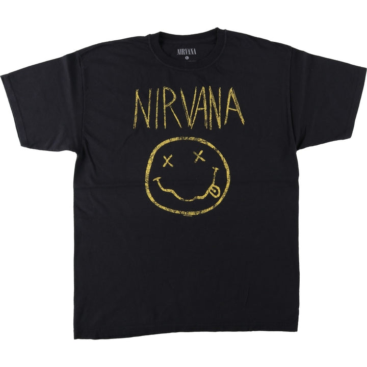 NIRVANA Nirvana Band T-shirt, Band T, Men's L size cotton black type Vintage Second Hand