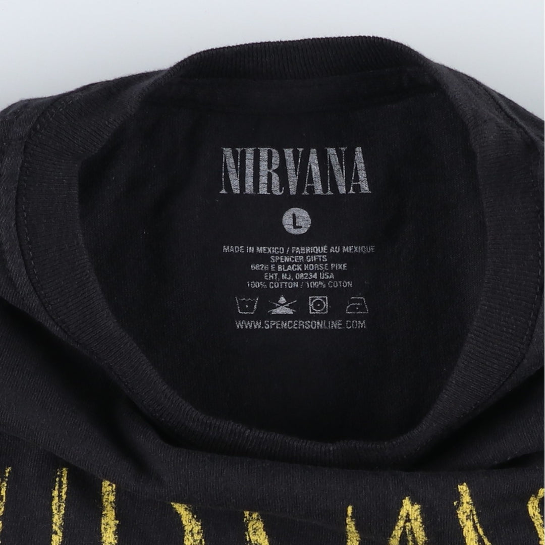 NIRVANA Nirvana Band T-shirt, Band T, Men's L size cotton black type Vintage Second Hand