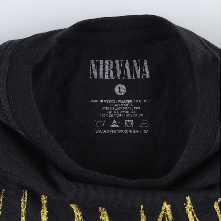 NIRVANA Nirvana Band T-shirt, Band T, Men's L size cotton black type Vintage Second Hand