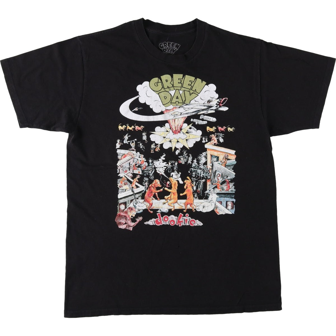 GREEN DAY Green Day Band T-shirt Band T Men's M size cotton black type Vintage Second Hand