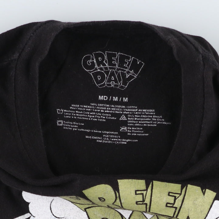 GREEN DAY Green Day Band T-shirt Band T Men's M size cotton black type Vintage Second Hand