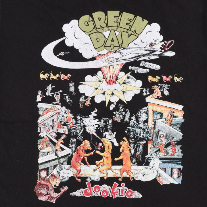 GREEN DAY Green Day Band T-shirt Band T Men's M size cotton black type Vintage Second Hand