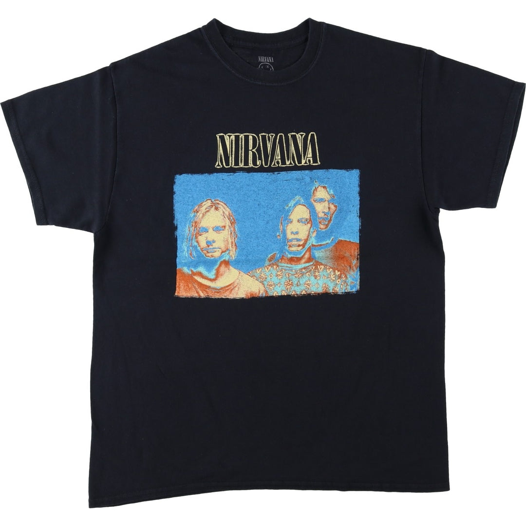 NIRVANA Nirvana Band T-shirt, Band T, Men's L size cotton black type Vintage Second Hand