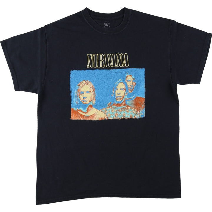 NIRVANA Nirvana Band T-shirt, Band T, Men's L size cotton black type Vintage Second Hand