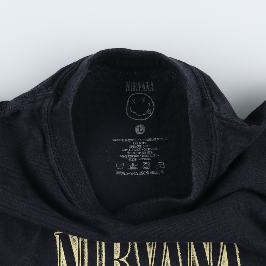 NIRVANA Nirvana Band T-shirt, Band T, Men's L size cotton black type Vintage Second Hand