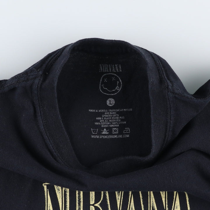 NIRVANA Nirvana Band T-shirt, Band T, Men's L size cotton black type Vintage Second Hand