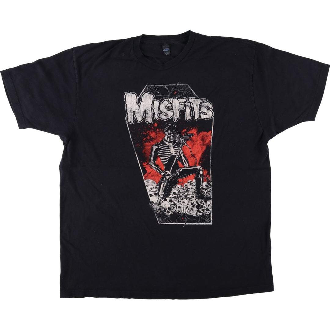 TULTEX MISFITS Skull Pattern Band T-Shirt (Men's XXL equivalent) cotton black type Vintage Second Hand