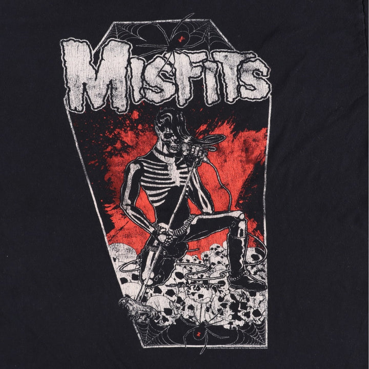 TULTEX MISFITS Skull Pattern Band T-Shirt (Men's XXL equivalent) cotton black type Vintage Second Hand