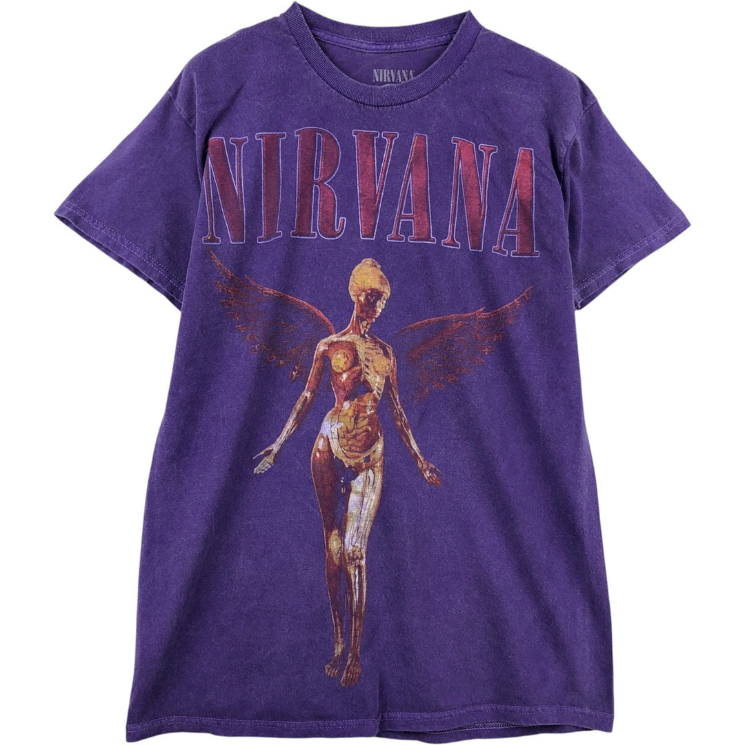 NIRVANA Nirvana Band T-shirt, Band T, Men's S size cotton purple type Vintage Second Hand