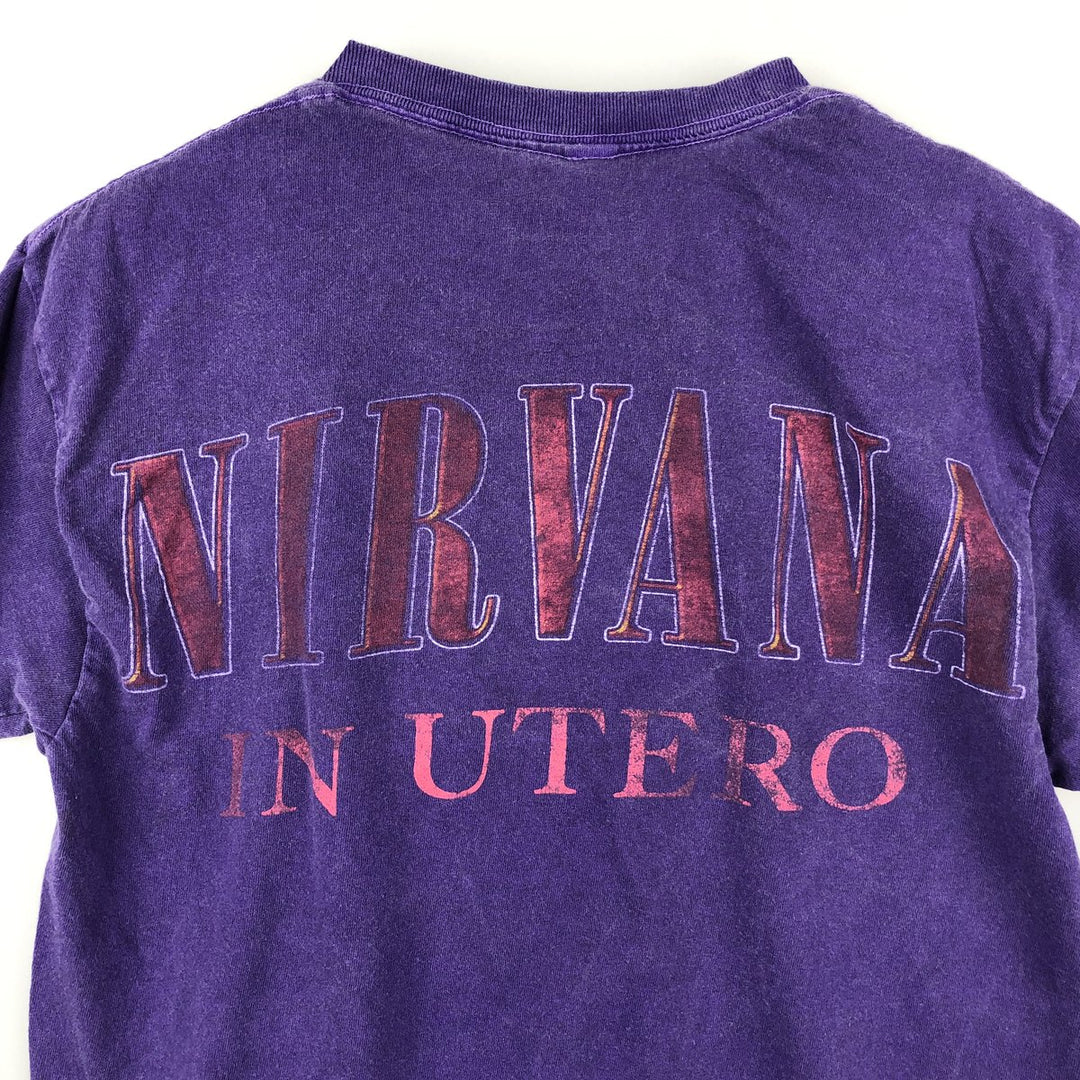 NIRVANA Nirvana Band T-shirt, Band T, Men's S size cotton purple type Vintage Second Hand