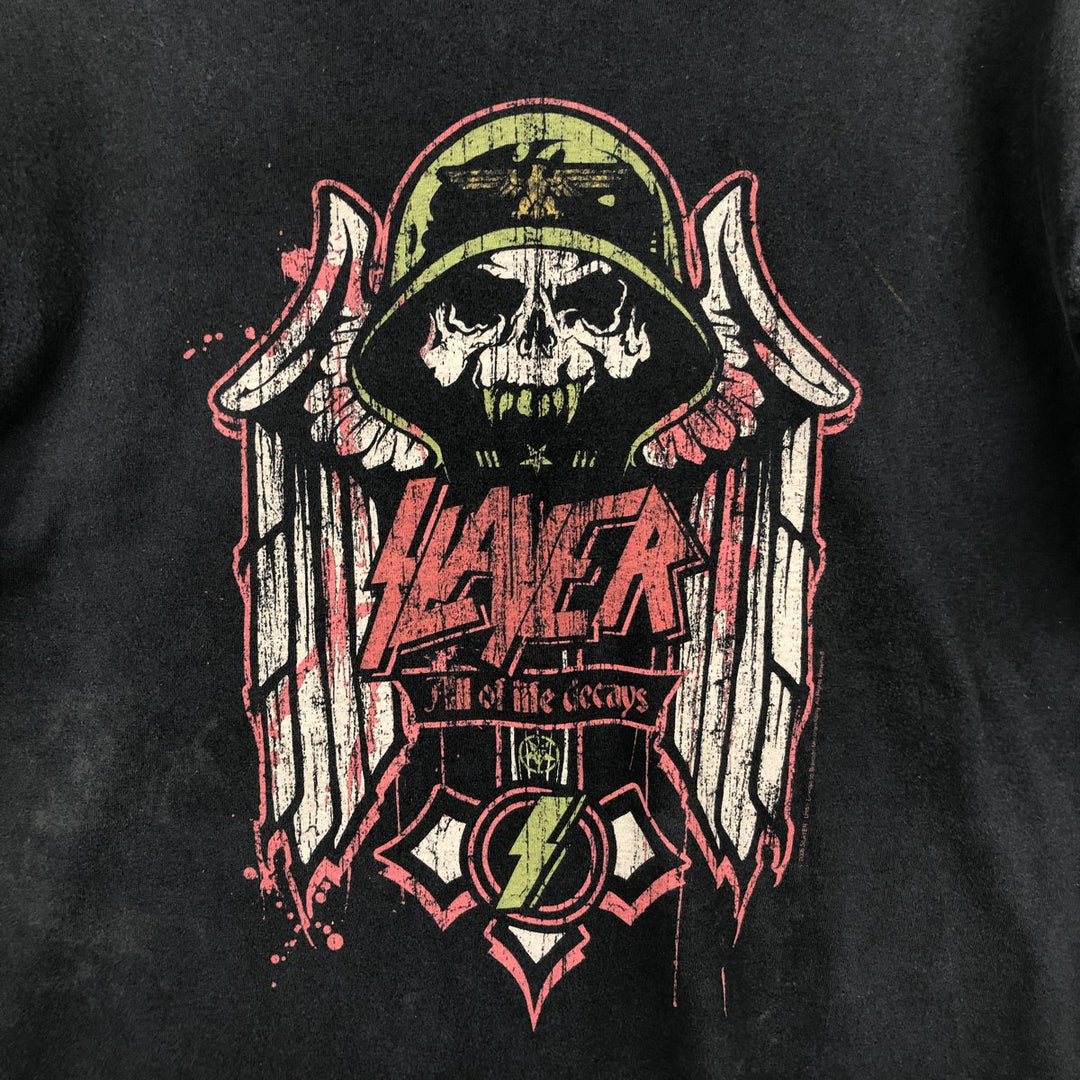 Hanes SLAYER Skull Pattern Band T-Shirt (Men's XL equivalent) cotton black type Vintage Second Hand