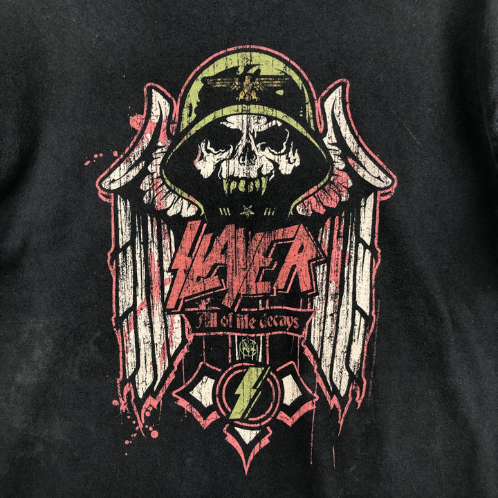 Hanes SLAYER Skull Pattern Band T-Shirt (Men's XL equivalent) cotton black type Vintage Second Hand