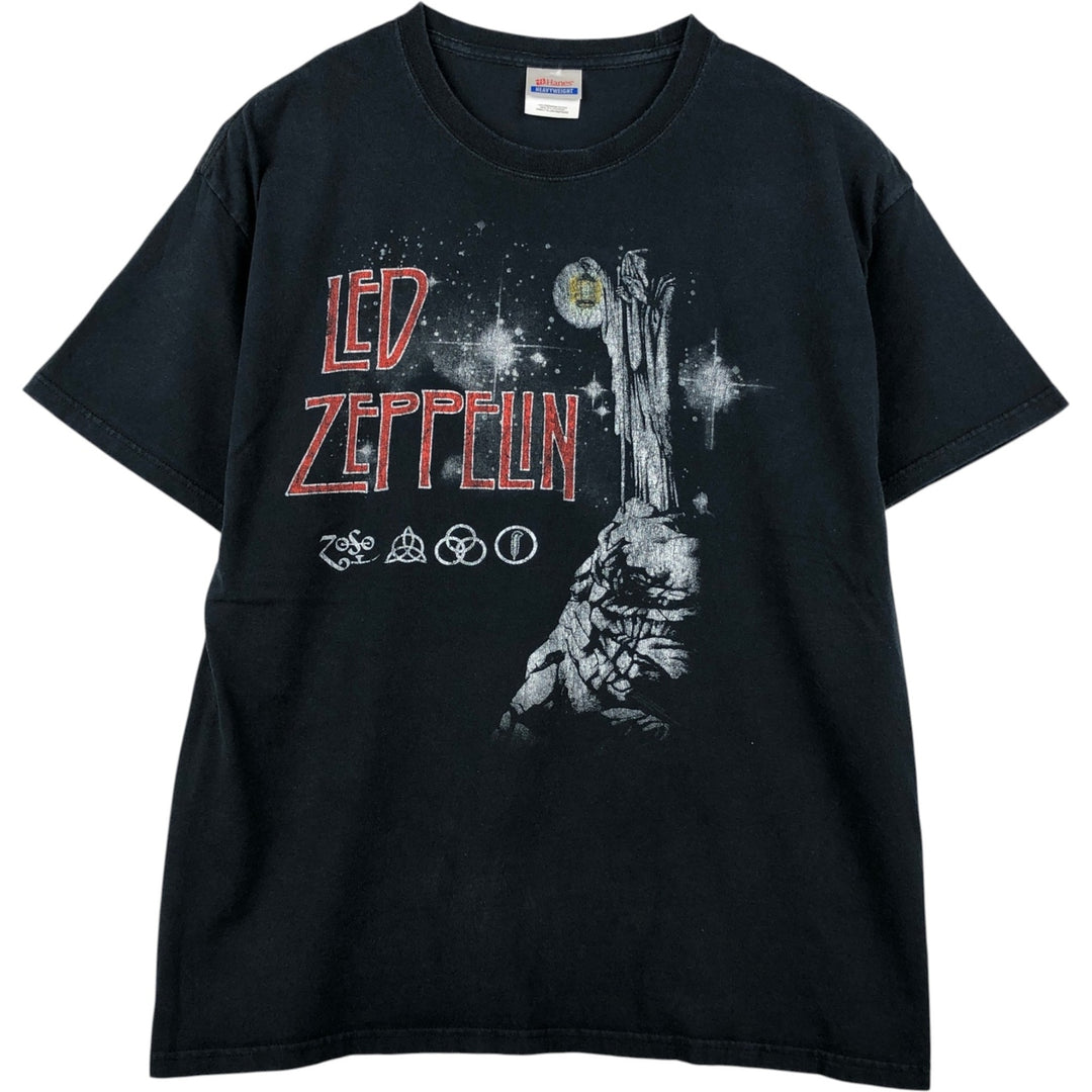 Hanes LED ZEPPELIN Band T-Shirt, Men's Size XL (approx.) cotton black type Vintage Second Hand