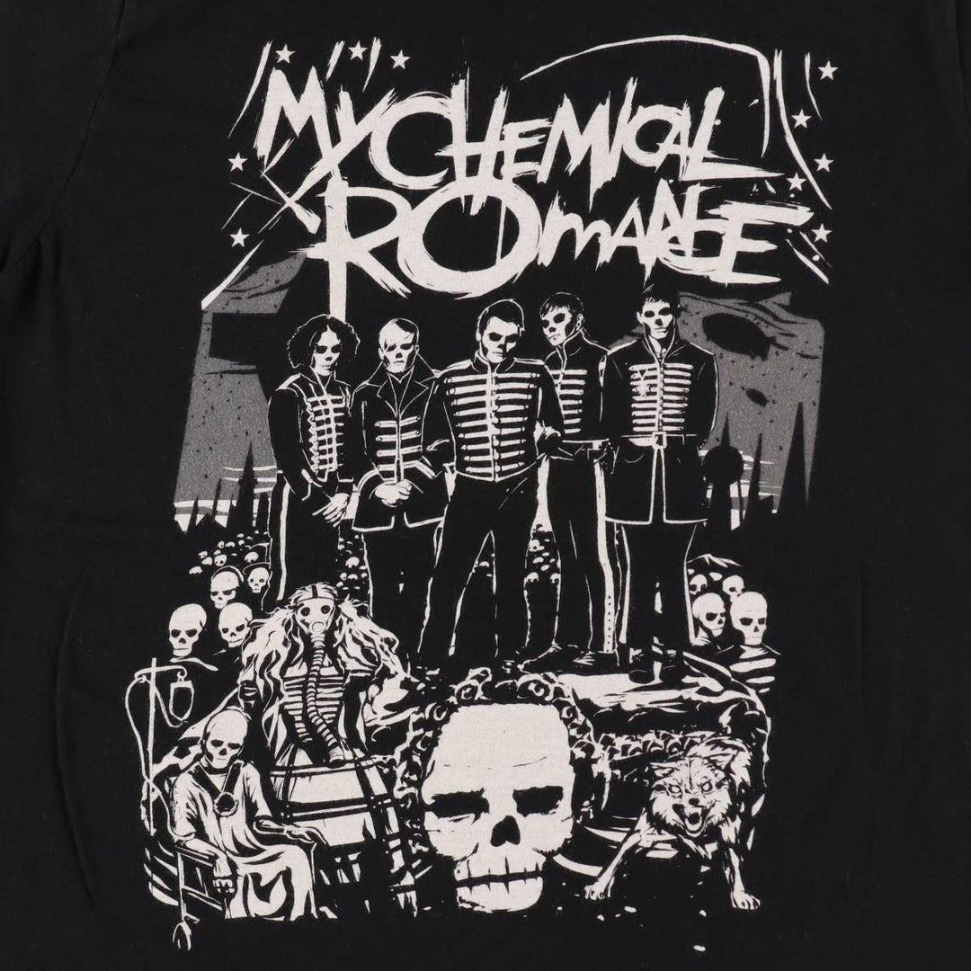 MY CHEMICAL ROMANCE Skull Pattern Band T-Shirt (Men's Size S) unclear black type Vintage Second Hand