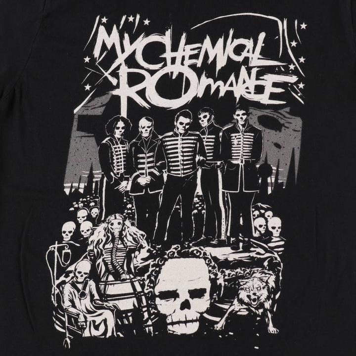 MY CHEMICAL ROMANCE Skull Pattern Band T-Shirt (Men's Size S) unclear black type Vintage Second Hand
